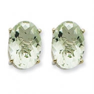 Picture of 14kw Oval 4-Prong 14 x 10mm Green Amethyst Earring