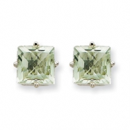 Picture of 14kw 7mm Square Green Amethyst Earring