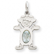 Picture of 14K White Gold Girl 6x4 Oval  Genuine Aquamarine-Mar