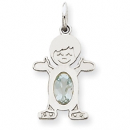 Picture of 14K White Gold Boy 6x4 Oval  Genuine Aquamarine-Mar