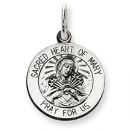 Picture of Sterling Silver Antiqued Sacred Heart of Mary Medal