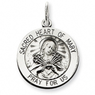 Picture of Sterling Silver Antiqued Sacred Heart of Mary Medal