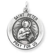 Picture of Sterling Silver Antiqued Saint Peter Medal