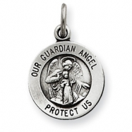 Picture of Sterling Silver Antiqued Guardian Angel Medal