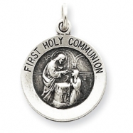 Picture of Sterling Silver Antiqued First Holy Communion Medal