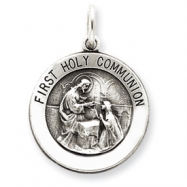 Picture of Sterling Silver Antiqued First Holy Communion Medal