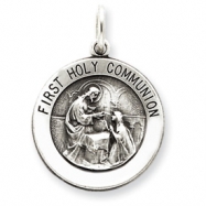 Picture of Sterling Silver Antiqued First Holy Communion Medal