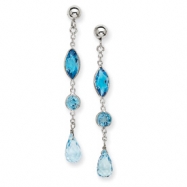 Picture of 14K White Gold Blue Topaz Post Earrings