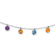 Picture of 14K White Gold Multi-color Gemstone Necklace chain
