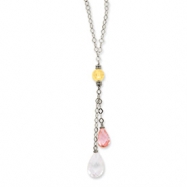 Picture of 14K White Gold Clear & Pink CZ Necklace chain