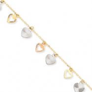 Picture of 14K Tri-Color Adjustable Heart Anklet