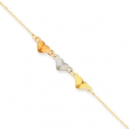 Picture of 14K Tri-Color Adjustable Heart Anklet