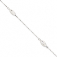 Picture of 14k White Gold Puffed Rice Bead Anklet