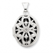 Picture of 14K White Gold 21mm Oval w/Diamond Vintage Locket
