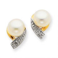 Picture of 14K Cultured Pearl & Diamond Earrings