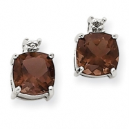 Picture of 14k White Gold Smokey Quartz & Diamond Post Earrings