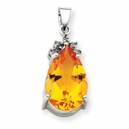 Picture of 14k White Gold Citrine & Diamond Pendant