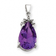 Picture of 14k White Gold Amethyst & Diamond Pendant
