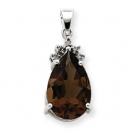 Picture of 14k White Gold Smokey Quartz & Diamond Pendant