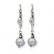 Picture of 14K White Gold Grey Cultured Pearl Leverback Earrings