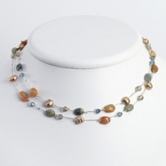 Picture of Labradorite/Red Moonstone/Cultured Pearl/Crystal Necklace chain