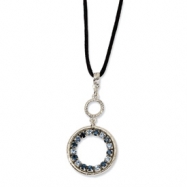 Picture of Silver-tone Lt/Dk Blue Crystal Circle on 16in w/ext Satin Cord Necklace