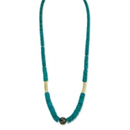 Picture of Gold-tone Teal Coconut Slip-on Stretch Graduated Bead Necklace