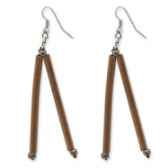 Picture of Silver-tone Bamboo & Acrylic Bead Dangle Earrings