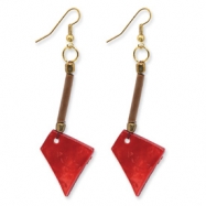 Picture of Gold-tone Bamboo, Capiz Shell & Acrylic Bead Dangle Earrings