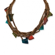 Picture of Gold-tone Bamboo, Capiz Shell & Acrylic Bead Necklace