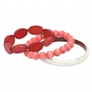 Picture of Laminated Capiz Shell & White Wood Aster Set of 3 70mm Bracelets