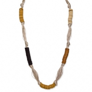 Picture of Gold-tone Coconut & White Wood Aster Fabric Necklace