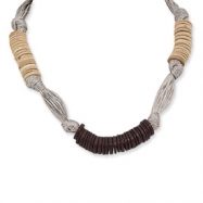 Picture of Gold-tone Coconut & White Wood Aster Fabric Necklace