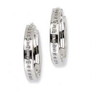 Picture of 14k White Gold Diamond Fascination Round Hinged Hoop Earrings