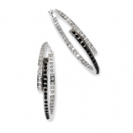 Picture of 14k White Gold Diamond Fascination B & W Dia. Round Hinged Hoop Earrings