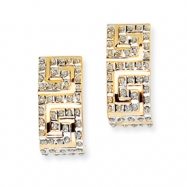 Picture of 14k Diamond Fascination Greek Key Post J Hoop Earrings