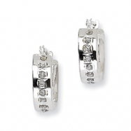 Picture of 14k White Gold Diamond Fascination Round Hinged Hoop Earrings