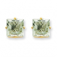Picture of 14k 8mm Square Green Amethyst Earring