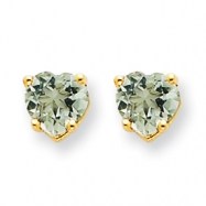 Picture of 14k 5mm Heart Green Amethyst Earring