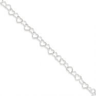 Picture of Sterling Silver 0.6mm Fancy Heart Link Anklet