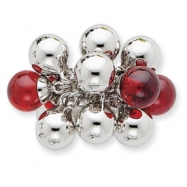 Picture of Sterling Silver and Red Glass Beads Ring