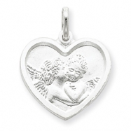 Picture of Sterling Silver Satin Angel Heart Charm