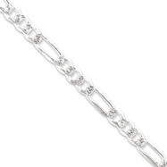 Picture of Sterling Silver 7.25mm Pave Flat Figaro Chain