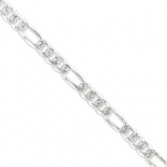 Picture of Sterling Silver 8mm Pave Flat Figaro Chain