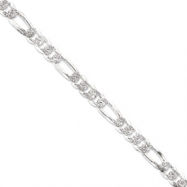 Picture of Sterling Silver 10.5mm Pave Flat Figaro Chain bracelet