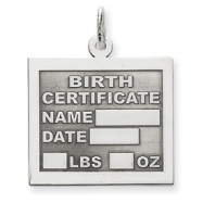 Picture of Sterling Silver Birth Certificate Charm