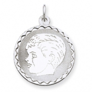 Picture of Sterling Silver Engraveable Boy Disc Charm