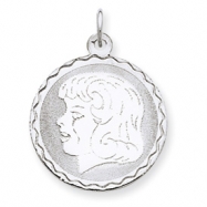 Picture of Sterling Silver Engraveable Girl Disc Charm