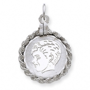 Picture of Sterling Silver Engraveable Boy Disc Charm