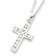 Picture of Sterling Silver CZ Cross on 16 Box Chain Necklace chain